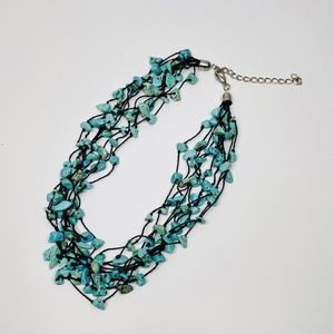 BRAND NEW- Turquoise Cord Multi Strand Necklace